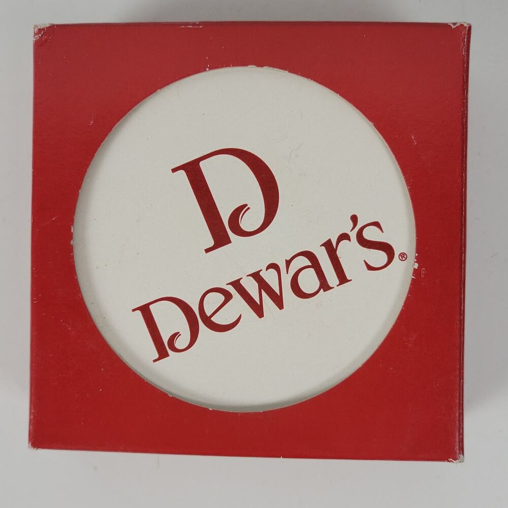 Set of 4 Dewar's Scotch Absorbent Stoneware Cork Back Coasters Made in USA NEW